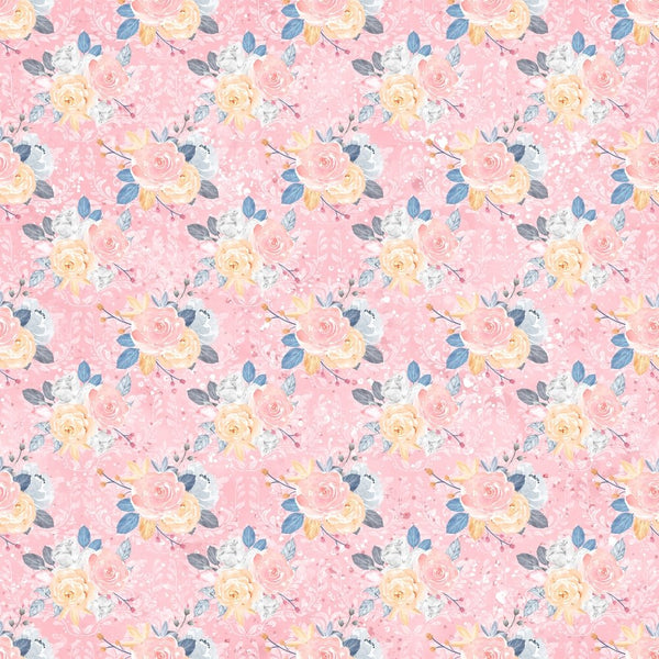 Cute Birds and Flowers Floral 1 Fabric - Pink - ineedfabric.com