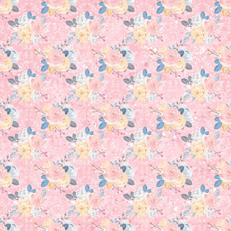 Cute Birds and Flowers Floral 1 Fabric - Pink - ineedfabric.com