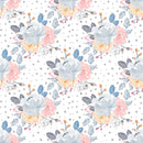 Cute Birds and Flowers Floral on Dots Fabric - ineedfabric.com