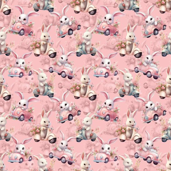 Cute Bunny in Car Fabric - ineedfabric.com