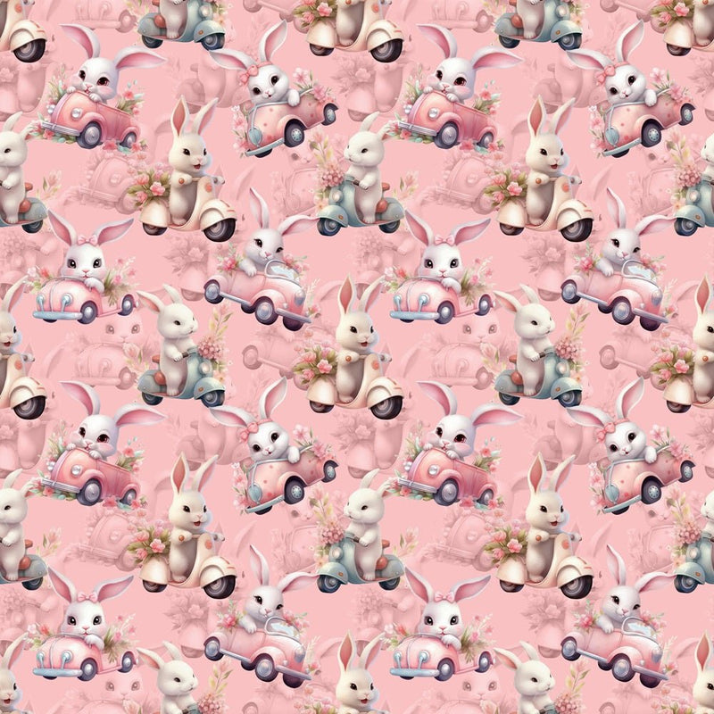 Cute Bunny in Car Fabric - ineedfabric.com