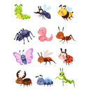 Cute Cartoon Insects Fabric Panel - White - ineedfabric.com