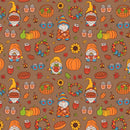 Cute Cozy Gnomes Fabric - Brown - ineedfabric.com