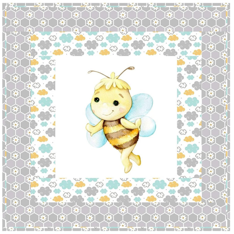 Cute Dancing Sweet Bee Wall Hanging 42" x 42" - ineedfabric.com