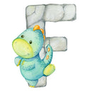 Cute Dinosaur "F" Fabric Panel - ineedfabric.com