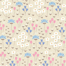 Cute Doodle Flowers Fabric - Tan - ineedfabric.com
