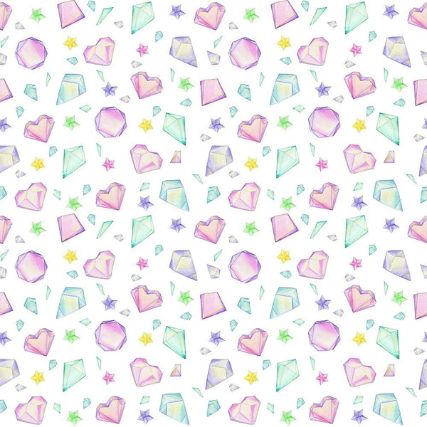 Cute Dragons Hearts & Crystals & Stars Fabric - ineedfabric.com