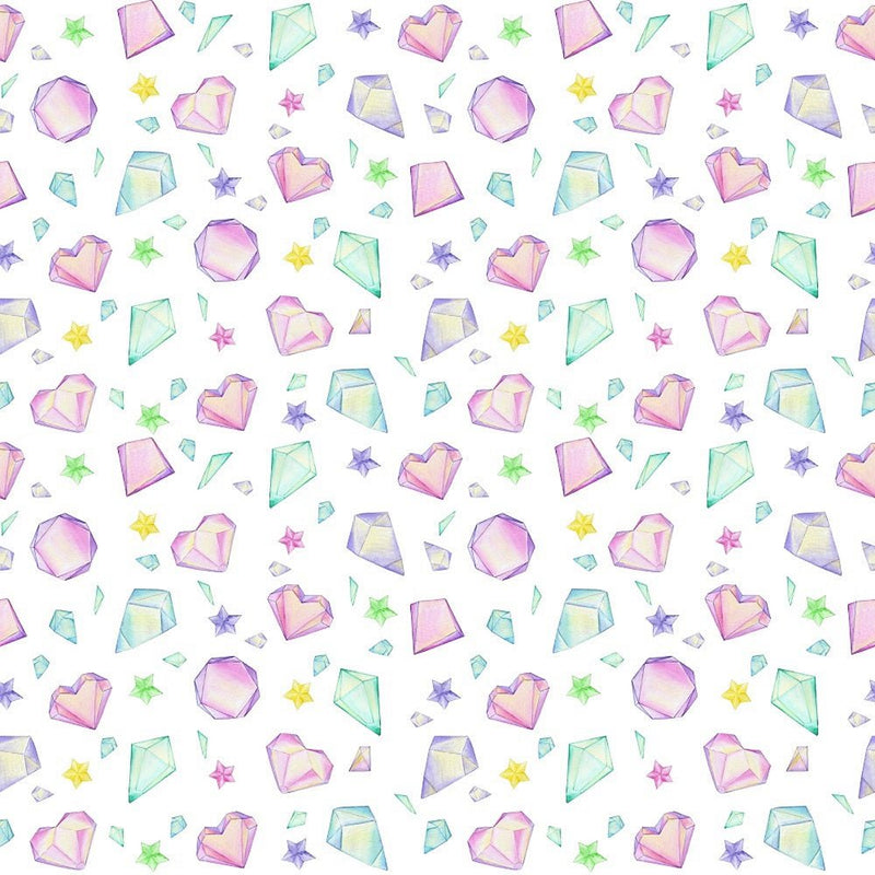 Cute Dragons Hearts & Crystals & Stars Fabric - ineedfabric.com