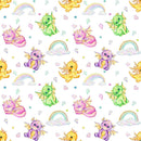 Cute Dragons, Rainbows, Hearts, & Crystals Fabric - ineedfabric.com