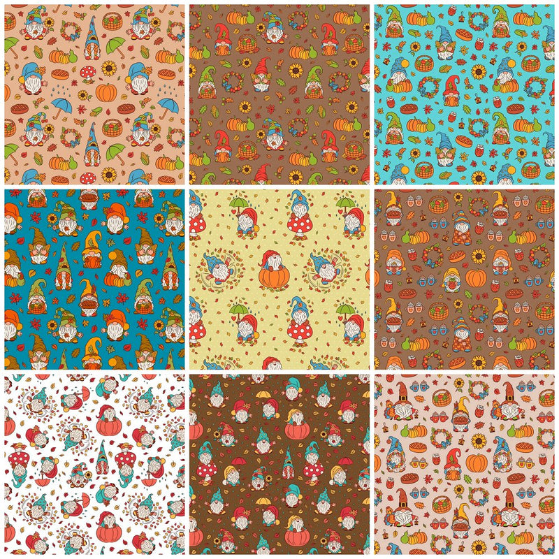 Cute Fall Gnomes Fat Quarter Bundle - 9 Pieces - ineedfabric.com