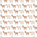 Cute Fluffy Sheep With Goats Fabric - Beige - ineedfabric.com