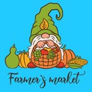 Cute Gnome Farmer's Market Fabric Panel - Blue - ineedfabric.com