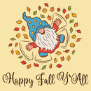 Cute Gnome Happy Fall Y'all Fabric Panel - Yellow - ineedfabric.com