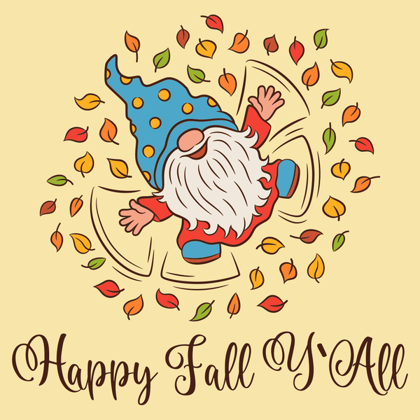 Cute Gnome Happy Fall Y'all Fabric Panel - Yellow - ineedfabric.com