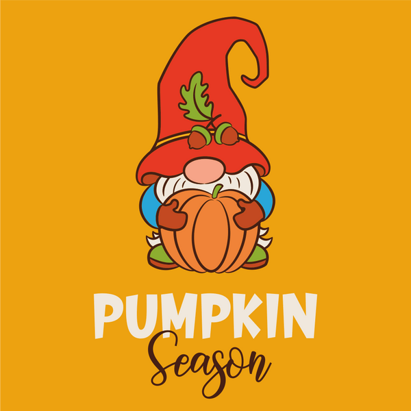Cute Gnome Pumpkin Season Fabric Panel - Orange - ineedfabric.com