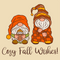 Cute Gnomes Cozy Fall Wishes Fabric Panel - Tan - ineedfabric.com