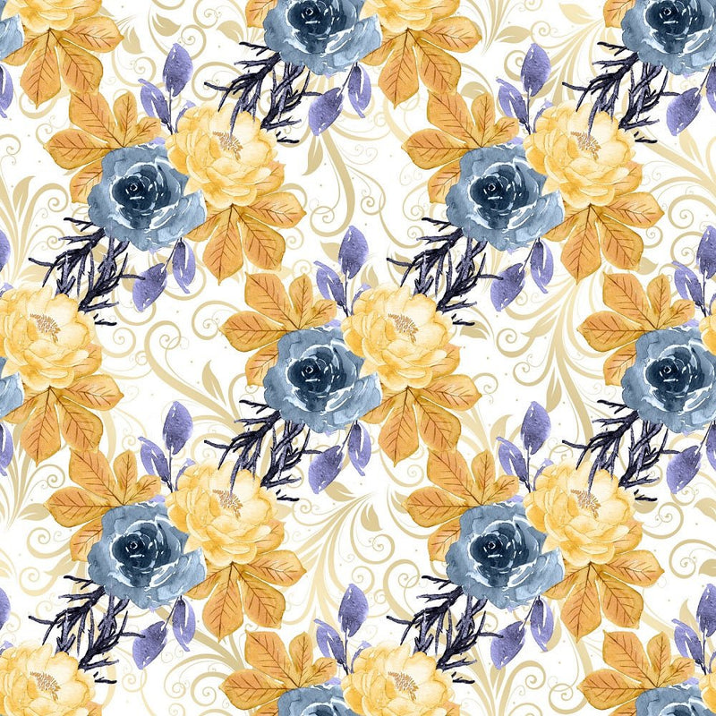 Cute Halloween Florals Fabric - White - ineedfabric.com