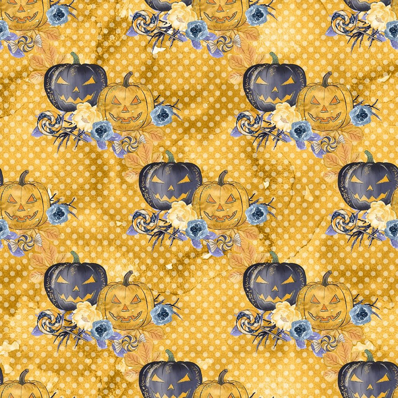 Cute Halloween Pumpkins on Grunge Fabric - Orange - ineedfabric.com