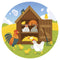 Cute Henhouse & Chickens Fabric Panel - Multi - ineedfabric.com