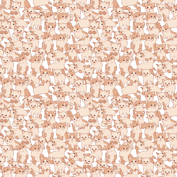 Cute Kittens & Floral Pattern 4 Fabric - ineedfabric.com