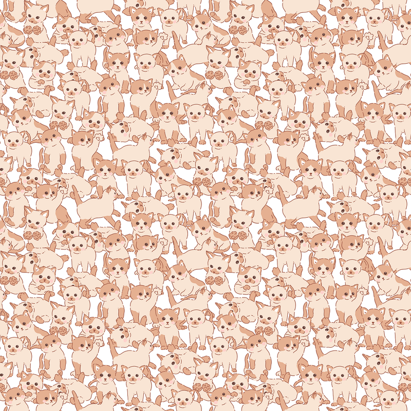 Cute Kittens & Floral Pattern 4 Fabric - ineedfabric.com