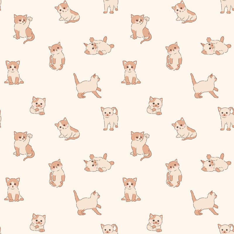 Cute Kittens & Floral Pattern 8 Fabric - ineedfabric.com