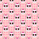Cute Kittens & Hearts Fabric - Pink - ineedfabric.com