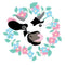 Cute Milk Cow with Floral Wreath Fabric Panel - ineedfabric.com