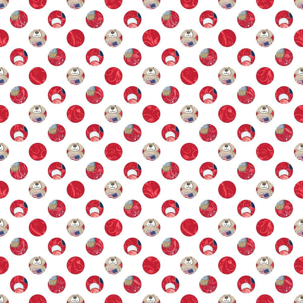 Cute Patriotic Bears Dots Fabric - Red - ineedfabric.com