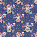 Cute Patriotic Bears on Stars Fabric - Blue - ineedfabric.com