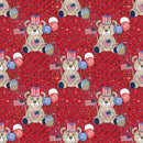 Cute Patriotic Bears on Stripes Fabric - Red - ineedfabric.com