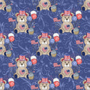 Cute Patriotic Bears on Swirls Fabric - Blue - ineedfabric.com