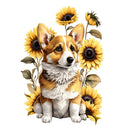 Cute Puppies & Sunflowers 13 Fabric Panel - ineedfabric.com