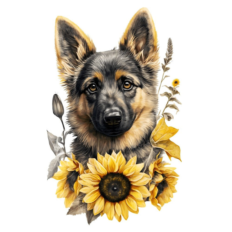 Cute Puppies & Sunflowers 14 Fabric Panel - ineedfabric.com