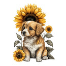 Cute Puppies & Sunflowers 6 Fabric Panel - ineedfabric.com