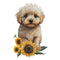 Cute Puppies & Sunflowers 7 Fabric Panel - ineedfabric.com