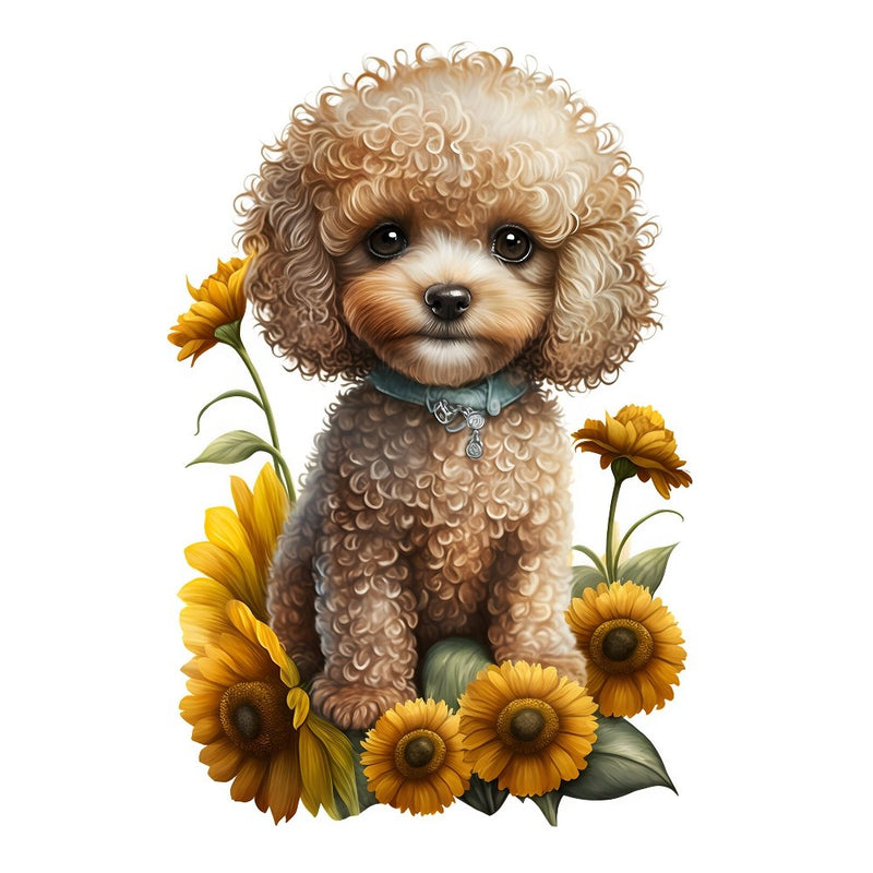 Cute Puppies & Sunflowers 9 Fabric Panel - ineedfabric.com