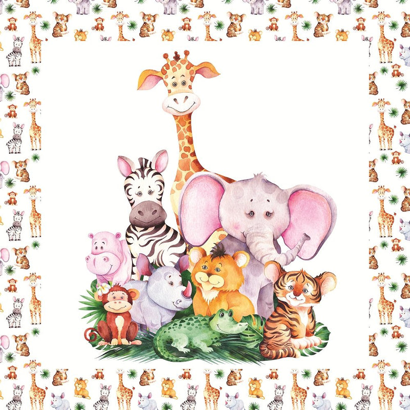 Cute Safari Animals Pillow Panels - ineedfabric.com