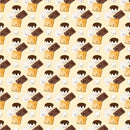 Cute Smores Allover Fabric - Orange - ineedfabric.com