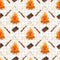 Cute Smores Campfire Fabric - White - ineedfabric.com