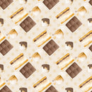 Cute Smores on Stars Fabric - Tan - ineedfabric.com