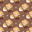 Cute Smores on Stripes Fabric - Brown - ineedfabric.com