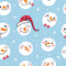 Cute Snowman Faces #3 Fabric - Blue - ineedfabric.com