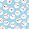 Cute Snowman Faces Fabric - Blue - ineedfabric.com