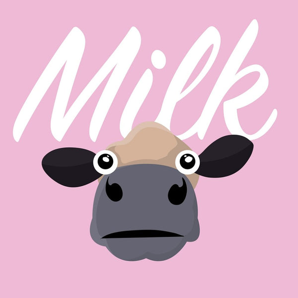 Cute Tan Milk Cow Fabric Panel - Pink - ineedfabric.com