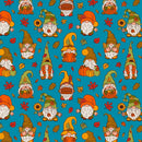 Cute Thanksgiving Gnomes Fabric - Blue - ineedfabric.com