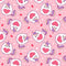 Cute Unicorn Cat With Heart Fabric - Pink - ineedfabric.com