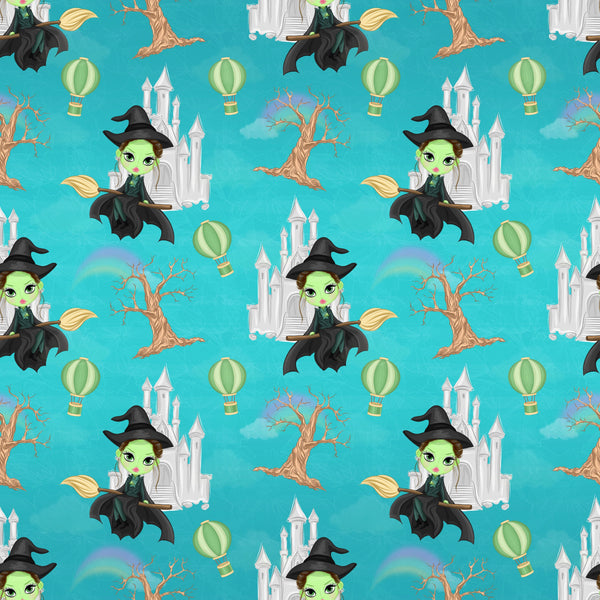 Cute Wizard of OZ Wicked Witch of the West Fabric - Blue - ineedfabric.com