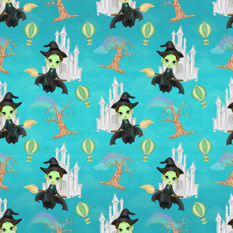 Cute Wizard of OZ Wicked Witch of the West Fabric - Blue - ineedfabric.com