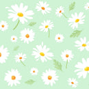 Daisy Flowers Fabric - Green - ineedfabric.com